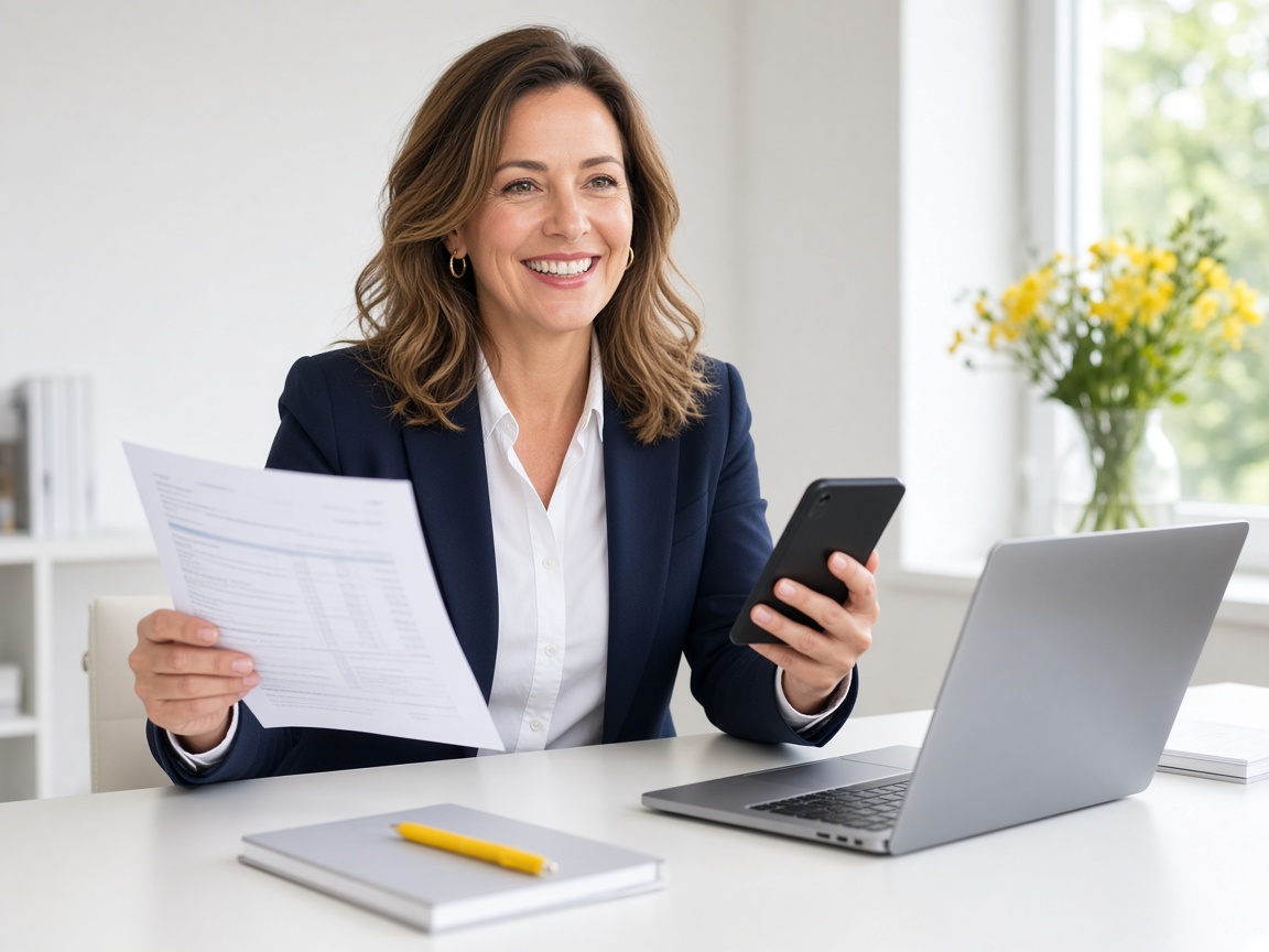 Business owner happy with her reduced phone bill